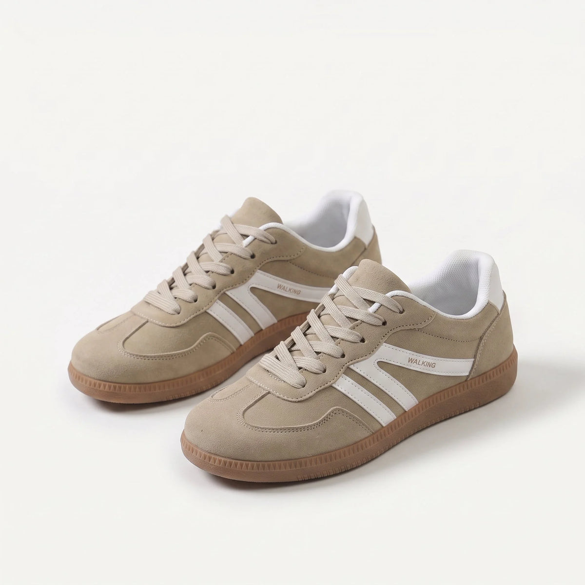 Retro Striped Sneakers in Khaki