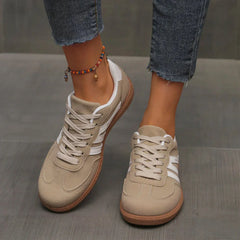 Retro Striped Sneakers in Khaki