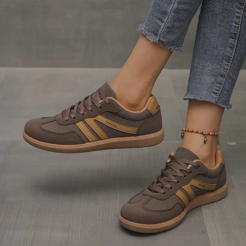 Retro Striped Sneakers in Brown