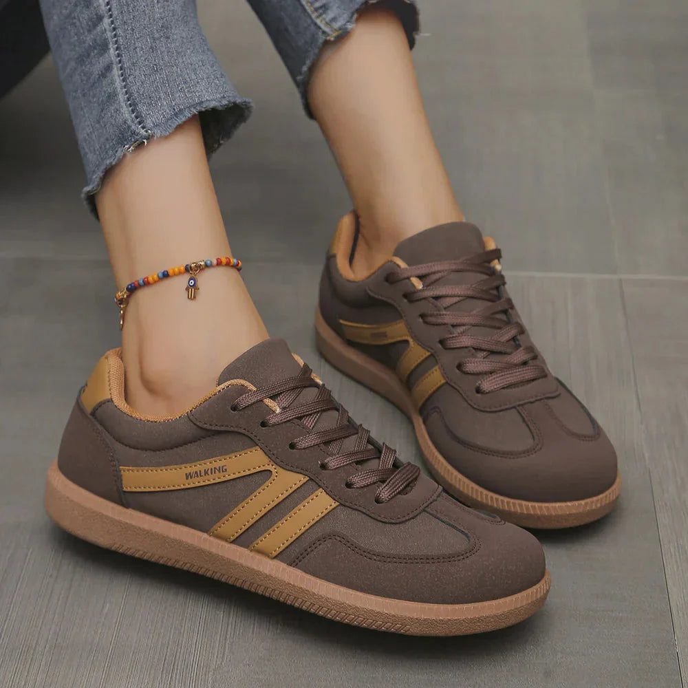 Retro Striped Sneakers in Brown