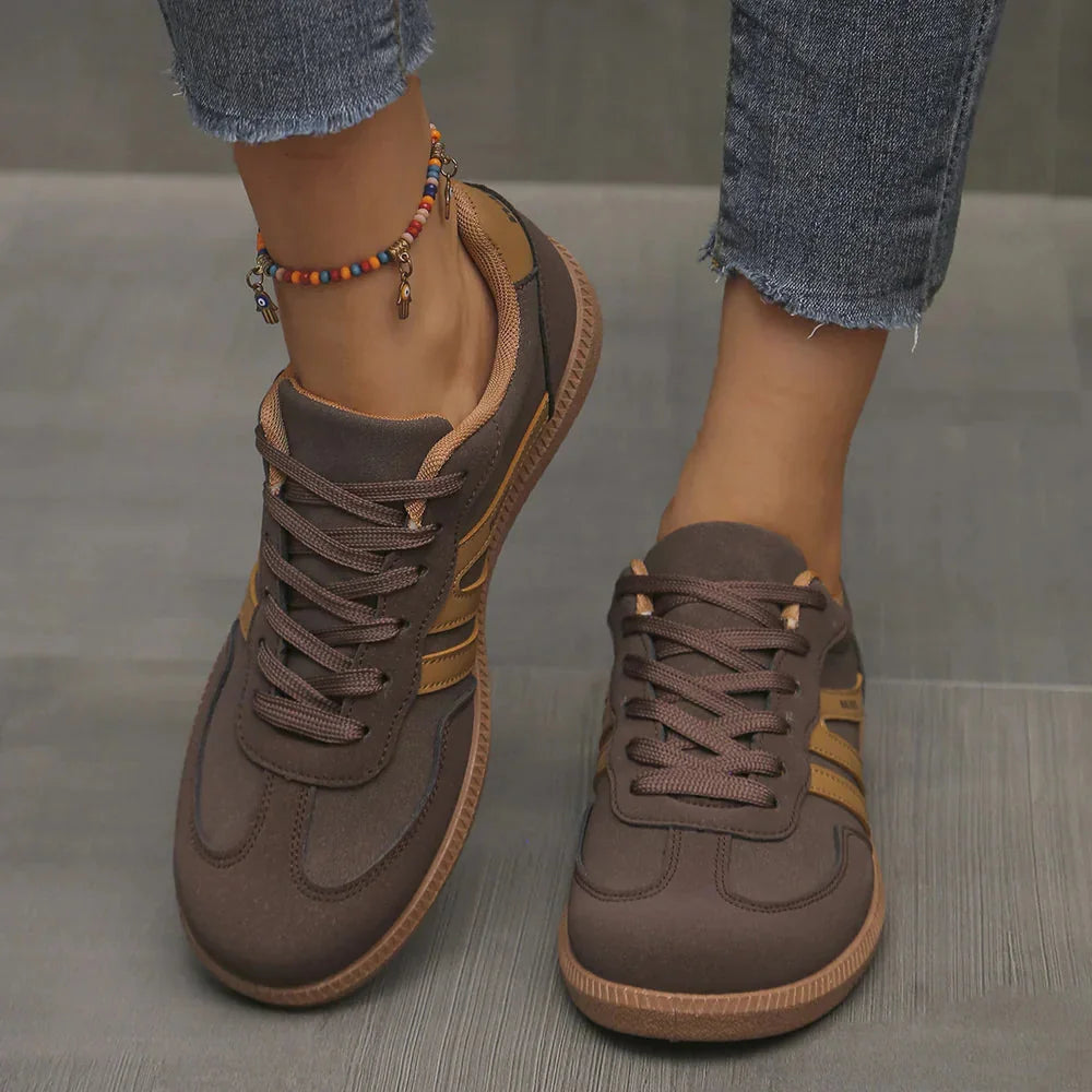 Retro Striped Sneakers in Brown