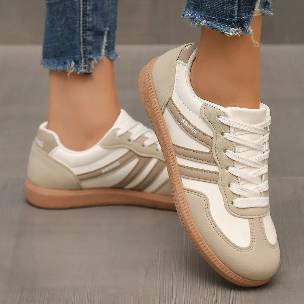 Retro Striped Sneakers in Cream