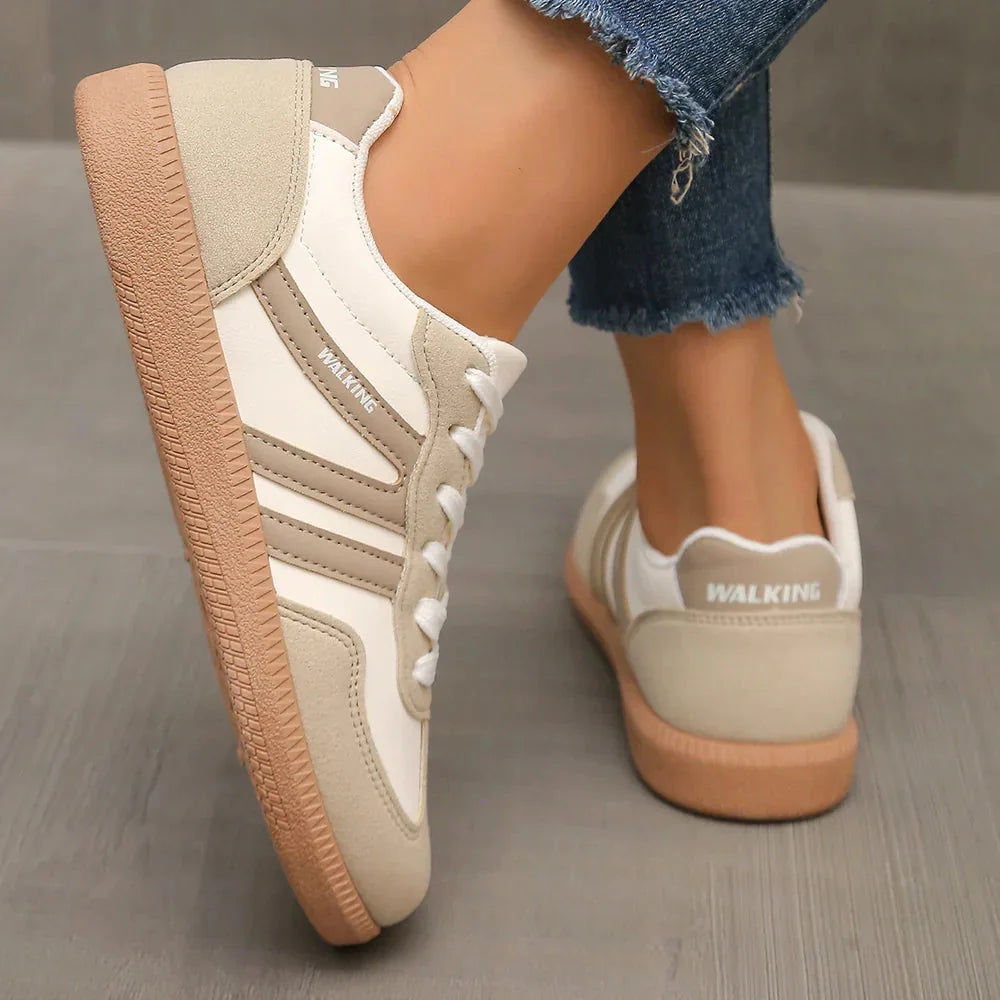Retro Striped Sneakers in Cream