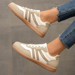 Retro Striped Sneakers in Cream