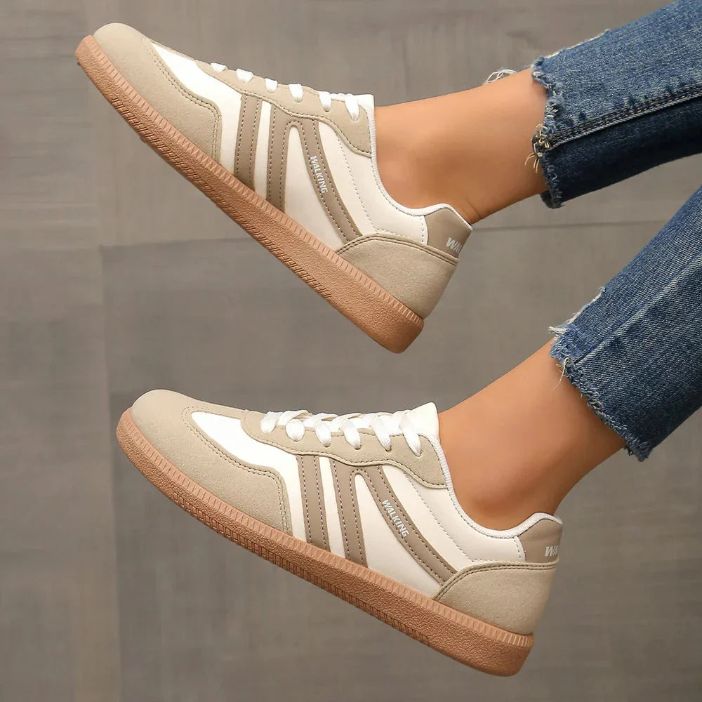 Retro Striped Sneakers in Cream