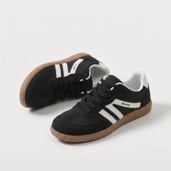 Retro Striped Sneakers in Black