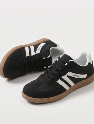 Retro Striped Sneakers in Black