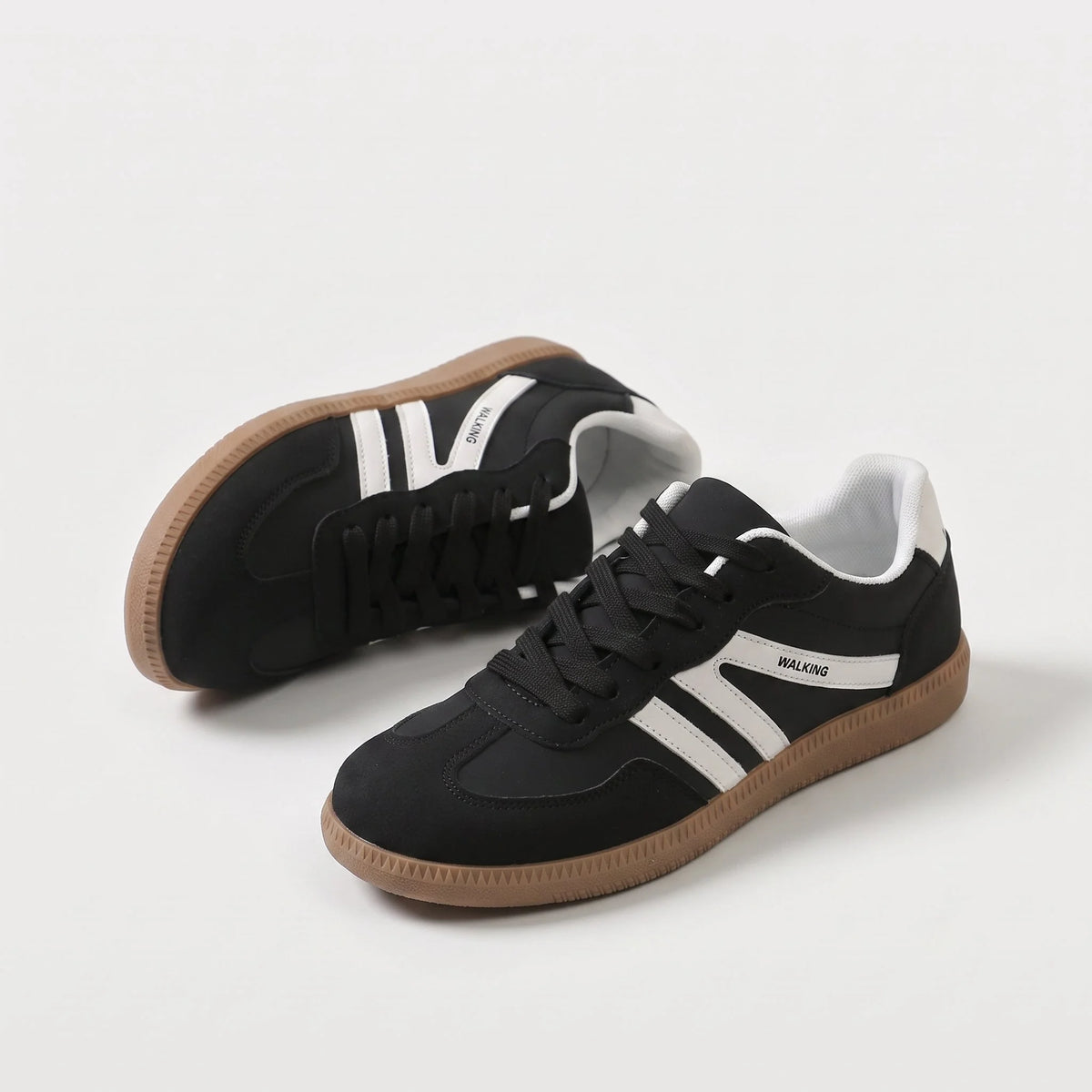 Retro Striped Sneakers in Black