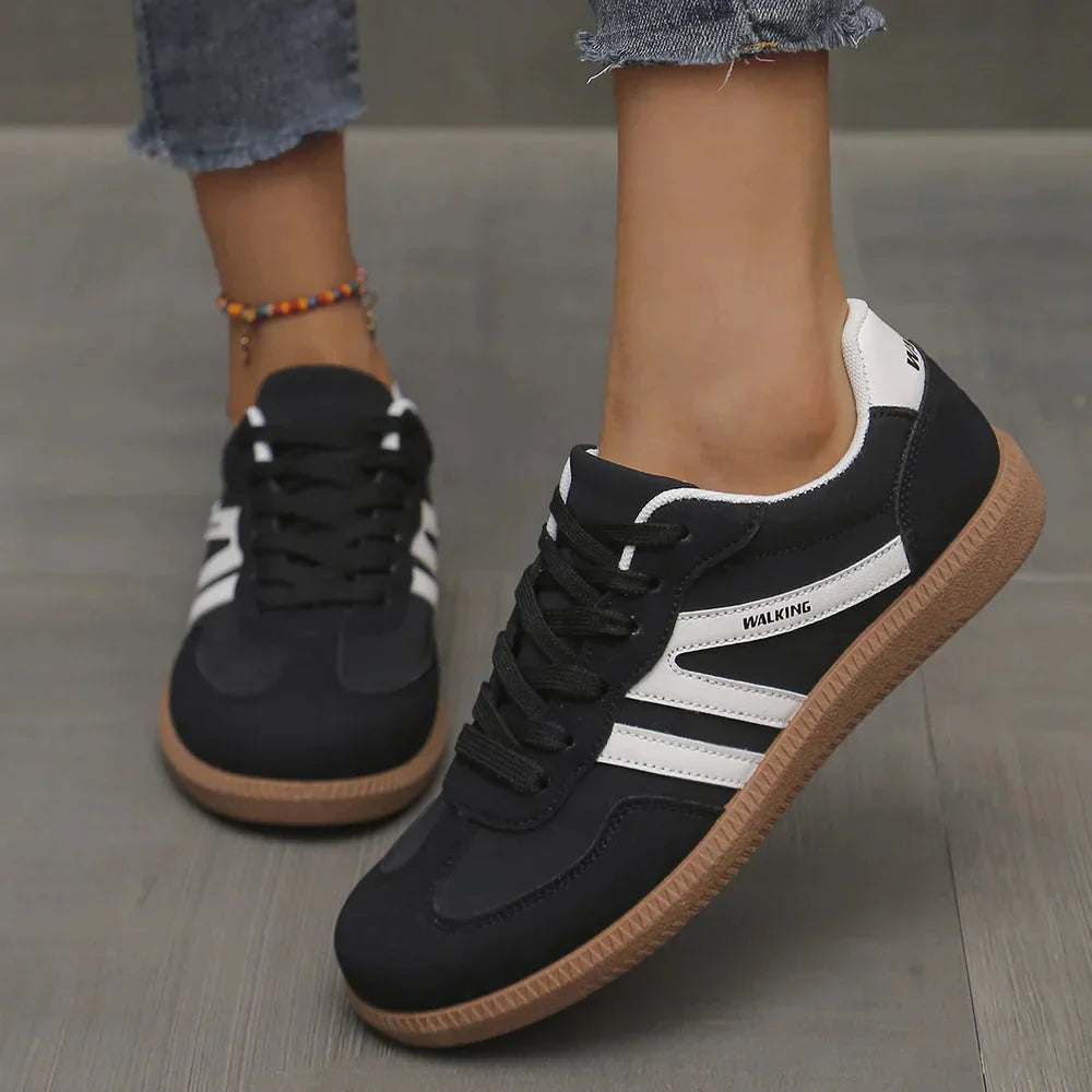 Retro Striped Sneakers in Black