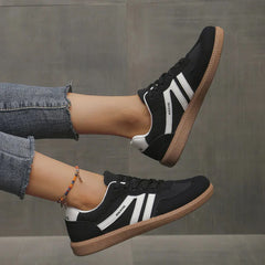 Retro Striped Sneakers in Black
