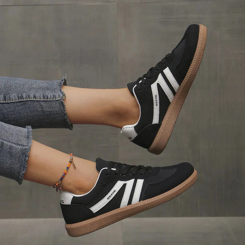 Retro Striped Sneakers in Black