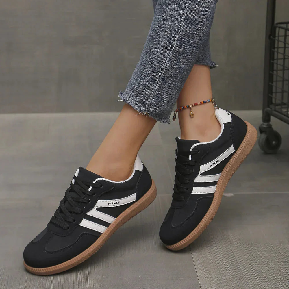 Retro Striped Sneakers in Black