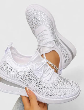 Sparkle Wedge Sneakers in White