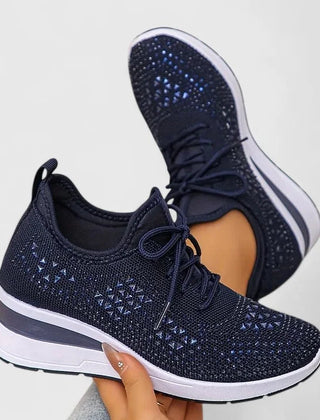 Sparkle Wedge Sneakers in Navy