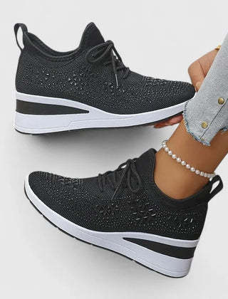 Sparkle Wedge Sneakers in Black