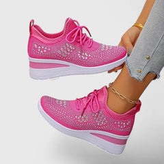 Sparkle Wedge Sneakers in Fuchsia