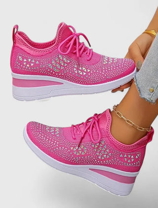 Sparkle Wedge Sneakers in Fuchsia