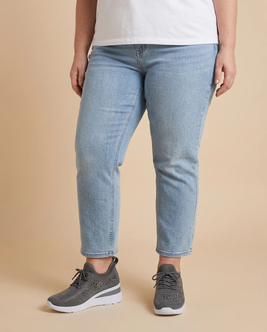 Diana | Sparkle Wedge Sneakers worn by a woman with curves