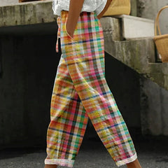 Multicolor Michelle | Checkered Wide-Leg Pants for Women | Smart Casual
