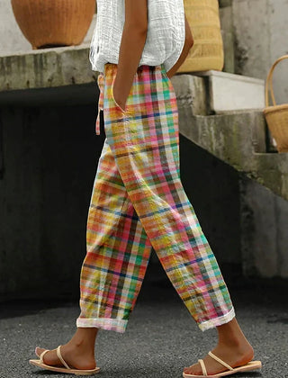 Multicolor Michelle | Checkered Wide-Leg Pants for Women | Smart Casual