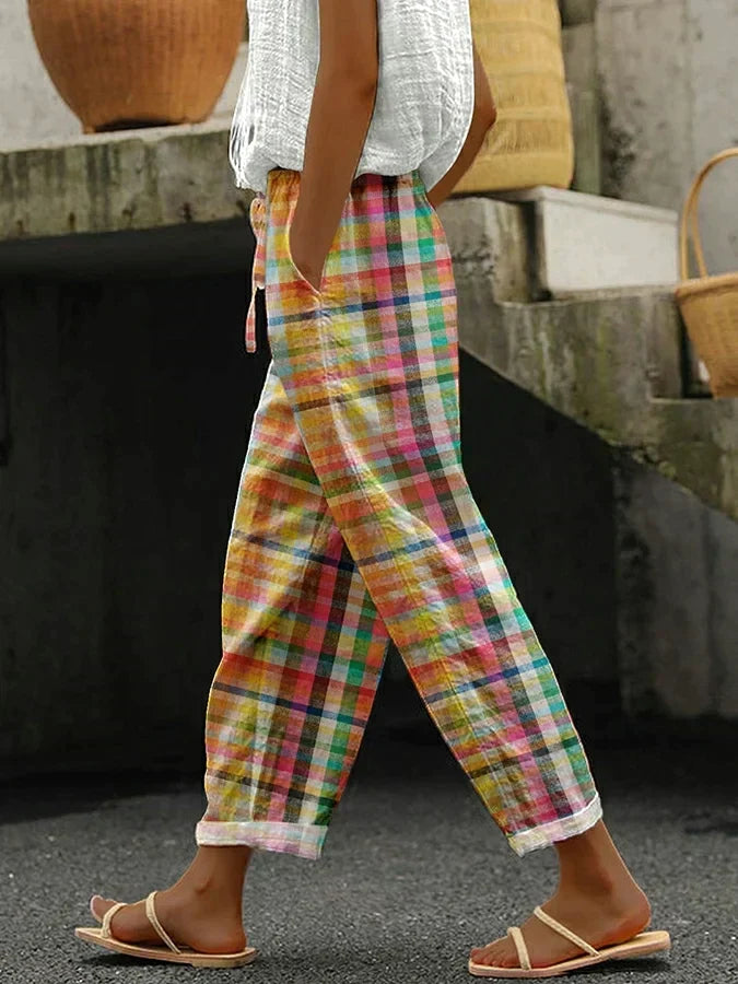 Multicolor Michelle | Checkered Wide-Leg Pants for Women | Smart Casual