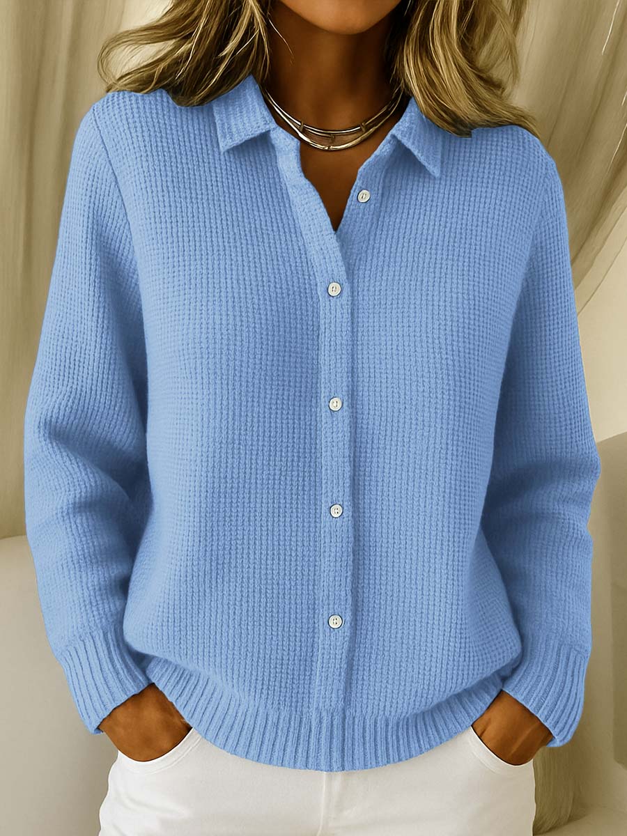 Blue Katrina | Textured Knit Button Cardigan