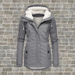 Elsie Belle pleated hooded coat in Gray