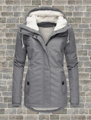 Elsie Belle pleated hooded coat in Gray