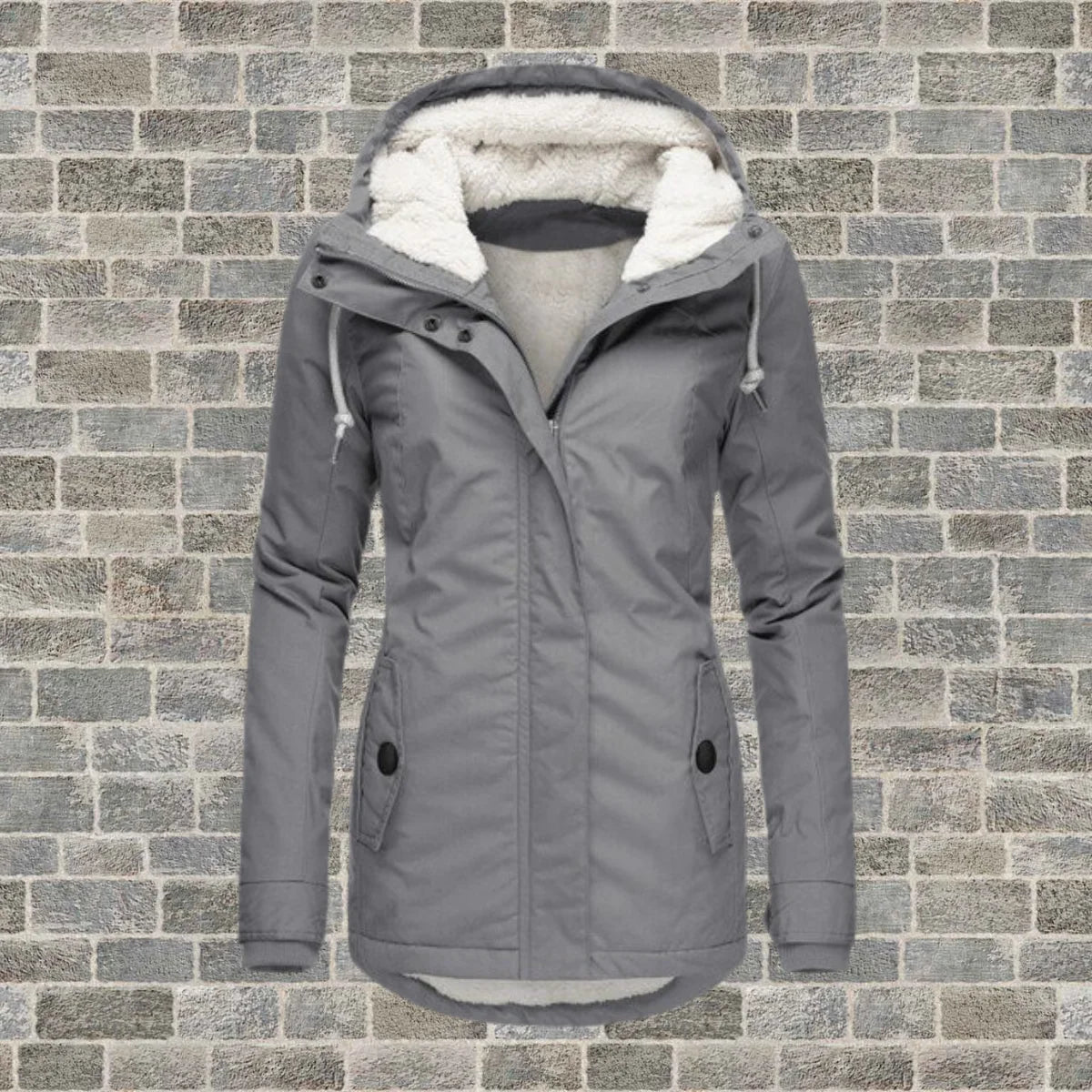 Elsie Belle pleated hooded coat in Gray