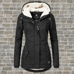 Elsie Belle pleated hooded coat in Black