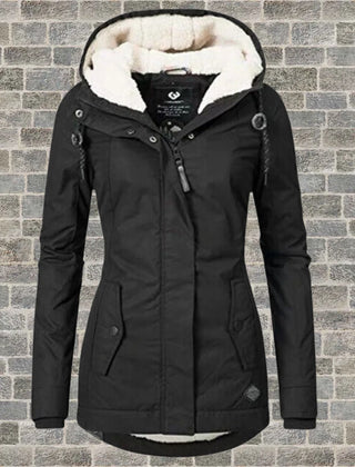 Elsie Belle pleated hooded coat in Black