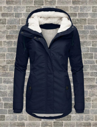 Elsie Belle pleated hooded coat in Navy
