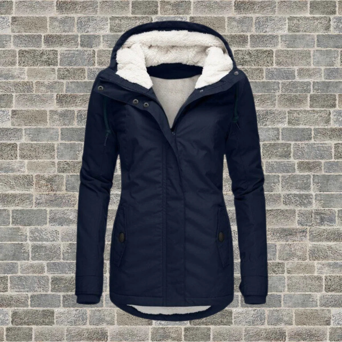 Elsie Belle pleated hooded coat in Navy