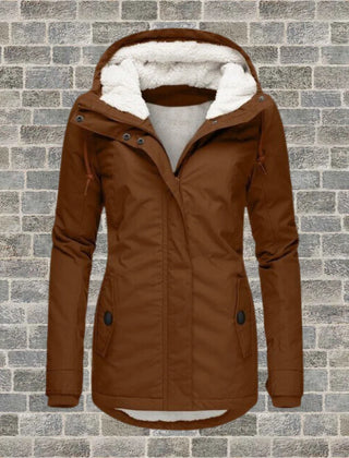 Elsie Belle pleated hooded coat in Brown