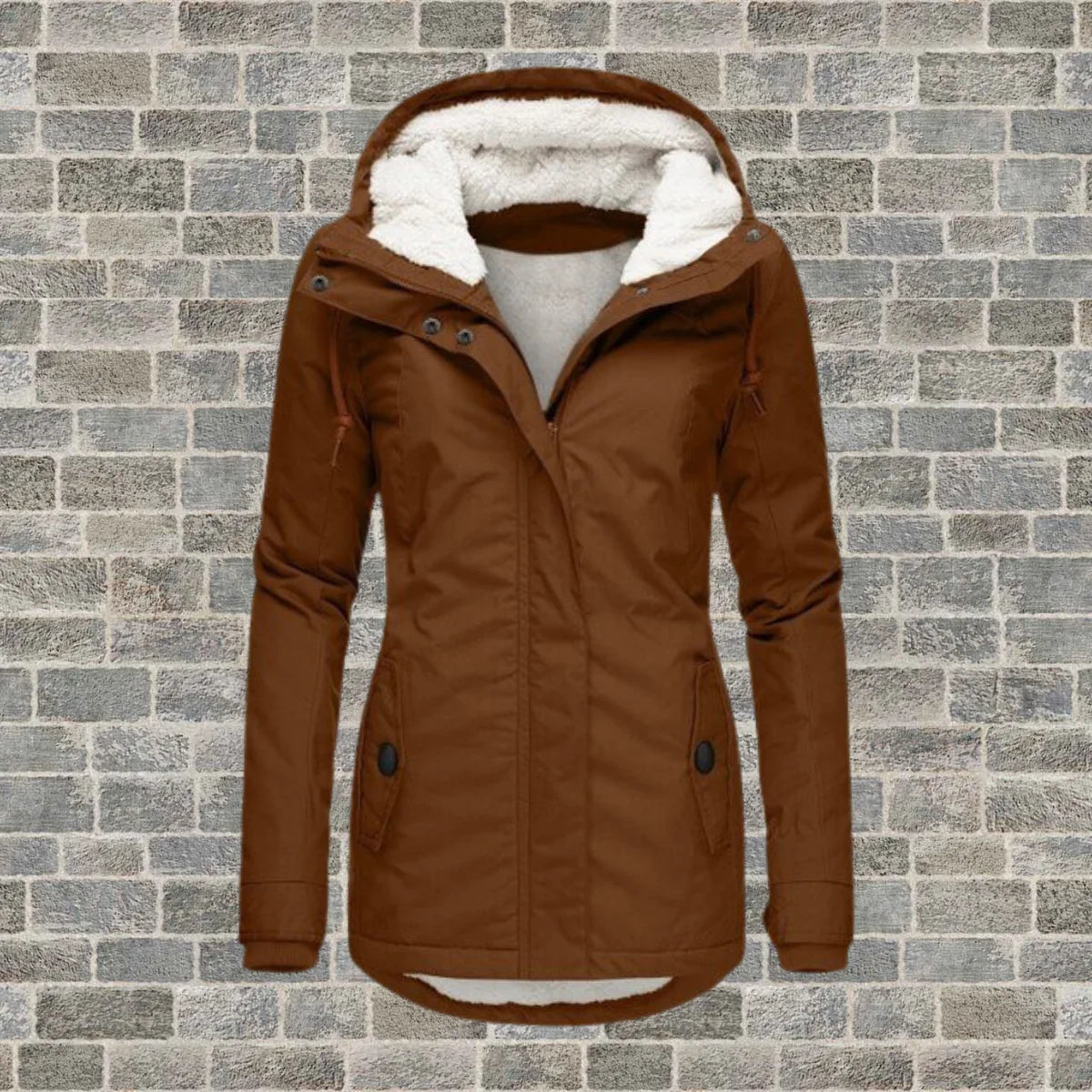 Elsie Belle pleated hooded coat in Brown