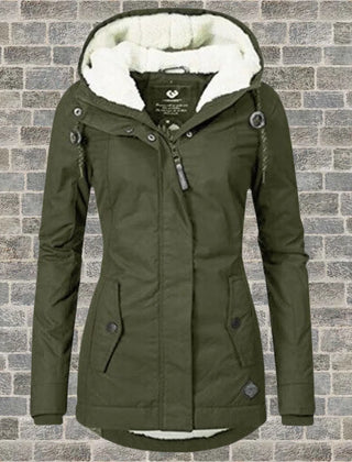 Elsie Belle pleated hooded coat in Olive Green