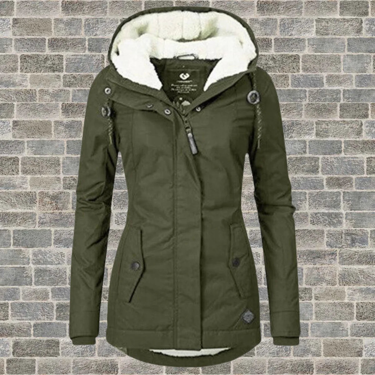 Elsie Belle pleated hooded coat in Olive Green