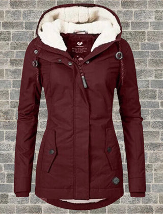 Elsie Belle pleated hooded coat in Burgundy