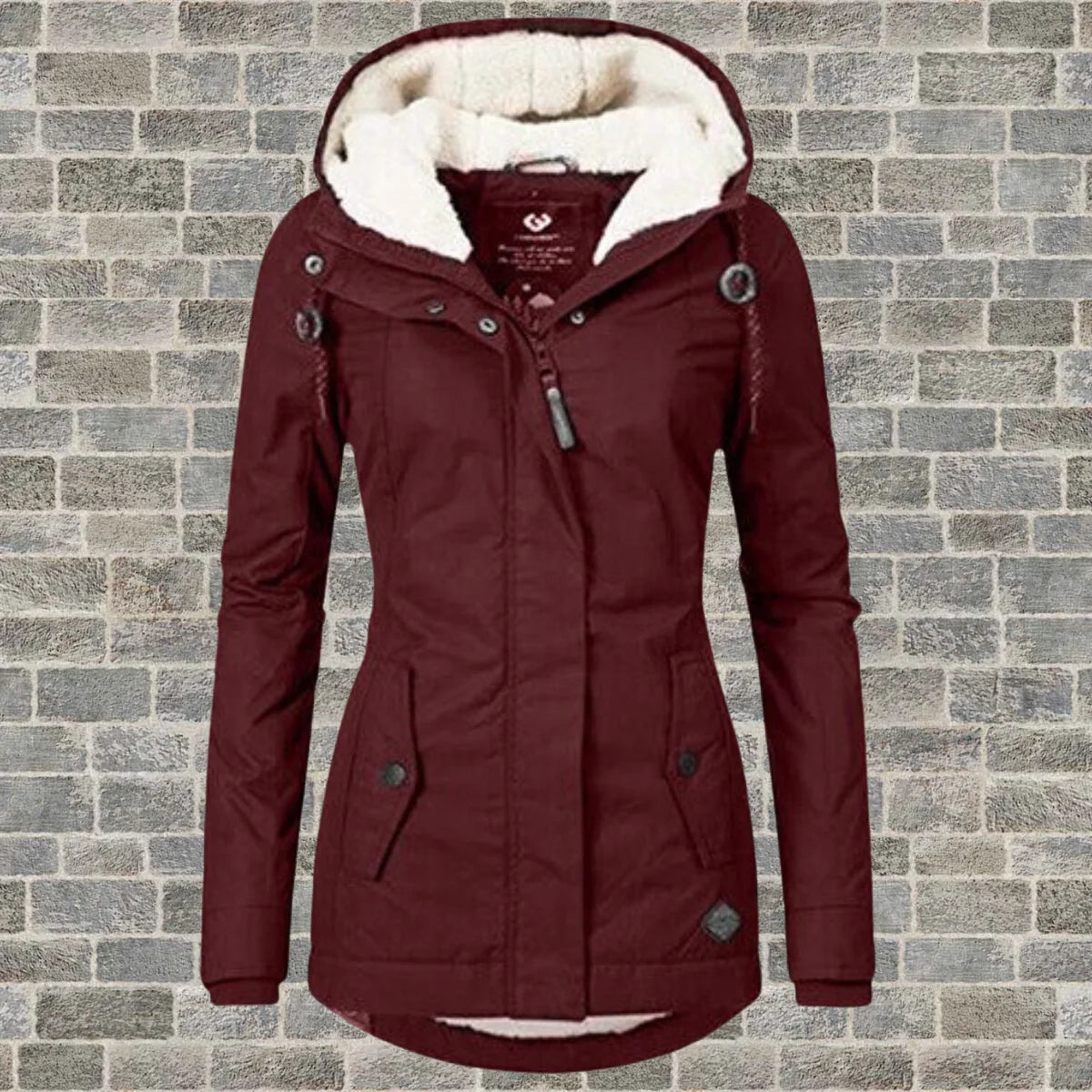 Elsie Belle pleated hooded coat in Burgundy