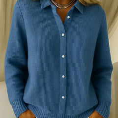 Dark Blue Katrina | Textured Knit Button Cardigan