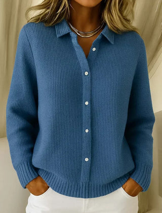 Dark Blue Katrina | Textured Knit Button Cardigan