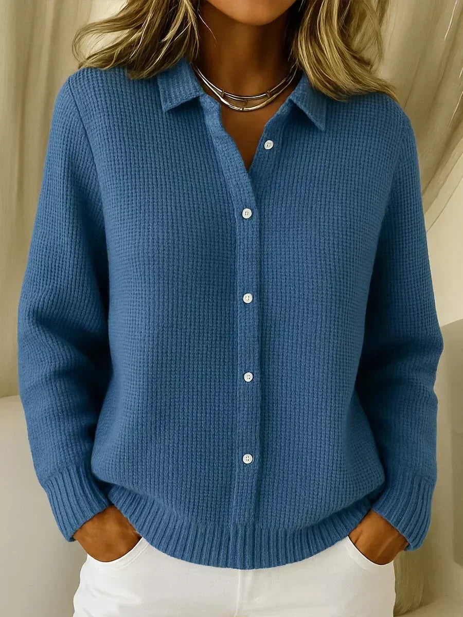 Dark Blue Katrina | Textured Knit Button Cardigan