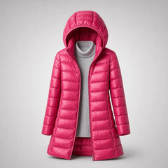 Fiona Lightweight Hooded Puffer Coat in Fuchsia