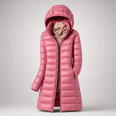 Fiona Lightweight Hooded Puffer Coat in Pink