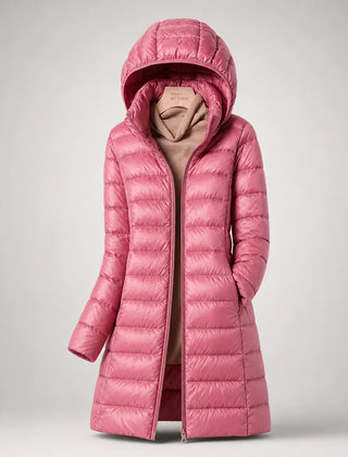 Fiona Lightweight Hooded Puffer Coat in Pink