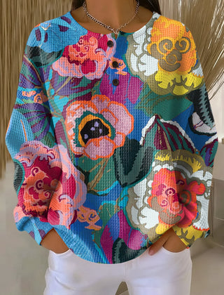 Flowers Ida | Sweater with Large Colorful Flowers