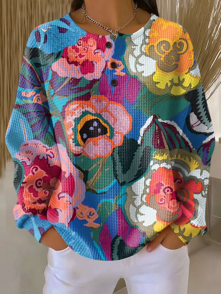 Flowers Ida | Sweater with Large Colorful Flowers