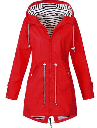 Sabrina Hooded Rain Jacket in Red