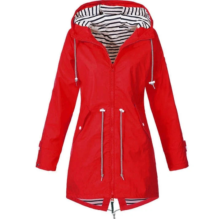Sabrina Hooded Rain Jacket in Red