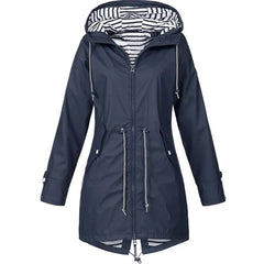 Sabrina Hooded Rain Jacket in Navy